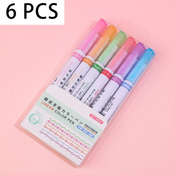 1/6Pcs Novelty Heart Flower Line Shaped Highlighter Pen Roller Tip Curve Liner Art Marker For Writing Drawing Stationery - Image 6