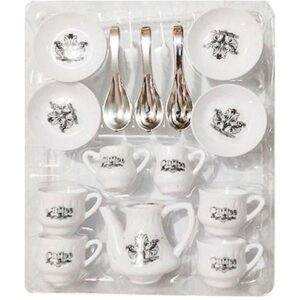 Coffee Set Toy For Kitchen Playset - 14 Pcs - white