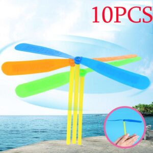 Novelty Plastic Bamboo Dragonfly Propeller Outdoor Classic Toy Kid Gift Rotating Flying Arrow Multicolor Random Color- pack of 10