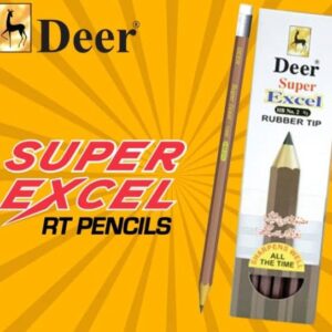 Deer Super Excel Lead Pencil (12 Pcs Box) - Rubber Tip Lead Pencil with Eraser