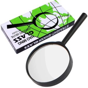 Magnifying Glass Large Size Diameter (75mm) Handheld Magnifier Glass Zoom Magnification 5x Lens Black