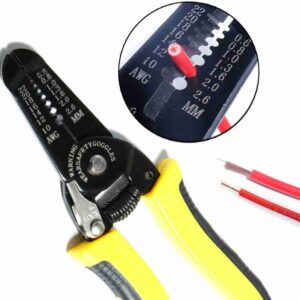 Material Pure: Metal. 100% Brand New and High Quality. Type: Wire Stripper. Clamp material: High-carbon steel. Handle material: T RP Clamp length: 108 mm. full length: 200 mm.. D I Y Supplies: Electrical. Cutting Range&le;35 mm&sup;2. AW G American Wire Gauge:14-8. Drop-forged with superior chrome vanadium . steel,hard,sharp and durable. Handle with ergonomic design, comfortable grip. Notch is grinned through the professional. Milling machine,cutting the cable . And stripping the wire is easier.