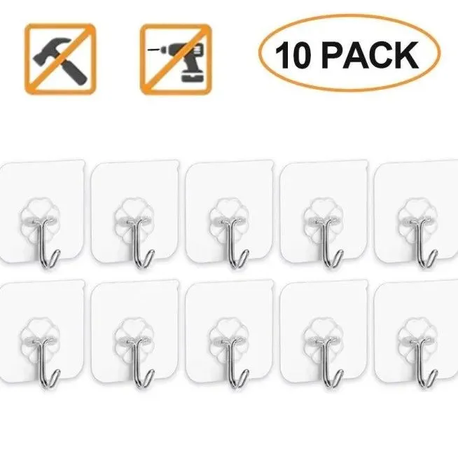 10Pcs Pack of Adhesive Suction Cup Hooks