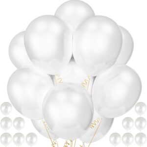 Pack of 25 High Quality Latex Shiny Balloons for Happy Birthday white colour
