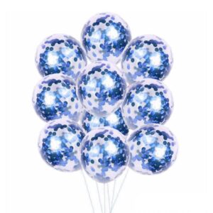 Transparent Confetti Balloons (pack of 5 pcs) blue color