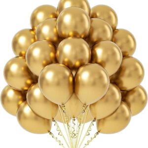 Pack of 25 High Quality Latex Shiny Balloons for Happy Birthday golden colour