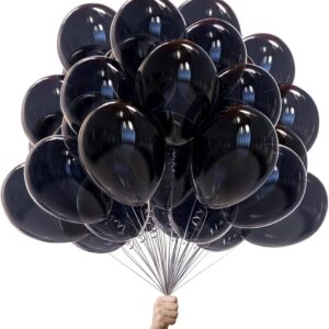 Pack of 25 High Quality Latex Shiny Balloons for Happy Birthday BLack colour