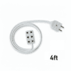 Flexible Electric Extension Cable with Triple 2-pin Socket Male Female (4ft)