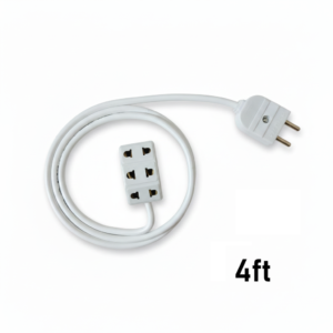 Flexible Electric Extension Cable with Triple 2-pin Socket Male Female (4ft)