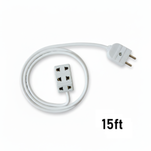 Flexible Electric Extension Cable with Triple 2-pin Socket Male Female (15ft)