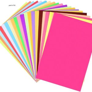 Pack of 50 Colour Paper A4 size Mixcolour Printing Color Paper for Art and Craft/Printing Purpose - A4 Size