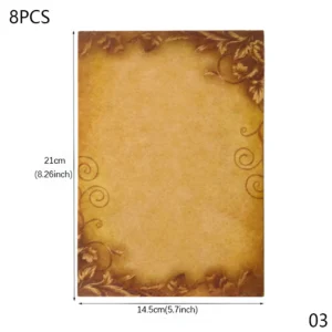 pack of 10 vintage letter paper sheets brown colour