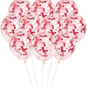 Transparent Confetti Balloons (pack of 5 pcs) Red color