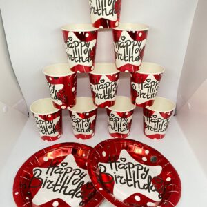 Birthday Theme Paper Plates 10 pcs glass 10 pcs plates Disposable Paper Made Attractive Best for Birthday & Parties