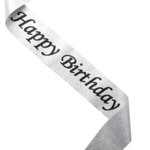 Happy Birthday Sash Shoulder Strap For Birthday Celebration Gray colour